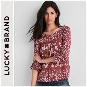 Lucky Brand Floral Print Top - Red and White
